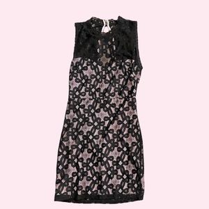 Black lace mini dress